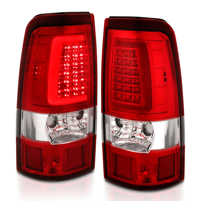 Anzo USA 311332 Tail Light Assembly; LED; Red/Clear Lens; Chrome; Pair; - Truck Part Superstore