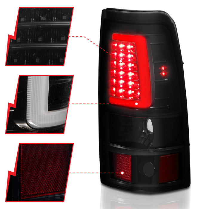 Anzo USA 311334 Tail Light Assembly; LED; Smoke Lens; Black; Pair; - Truck Part Superstore