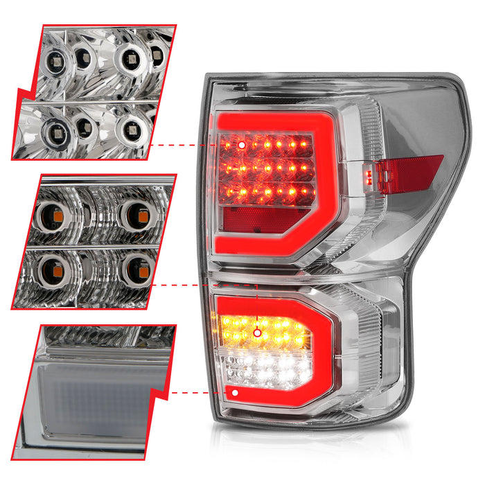 Anzo USA 311338 Tail Light Assembly; LED; Clear Lens; Chrome Housing; Pair; - Truck Part Superstore