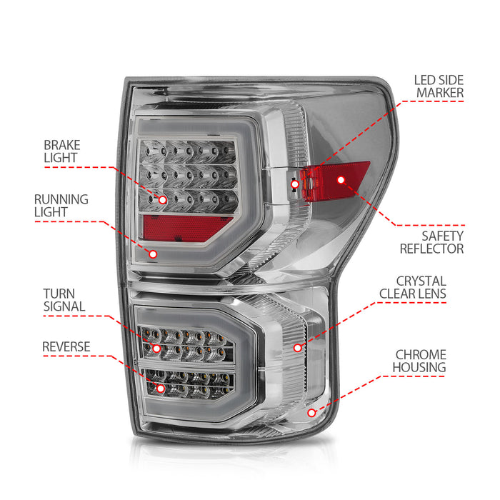 Anzo USA 311338 Tail Light Assembly; LED; Clear Lens; Chrome Housing; Pair; - Truck Part Superstore