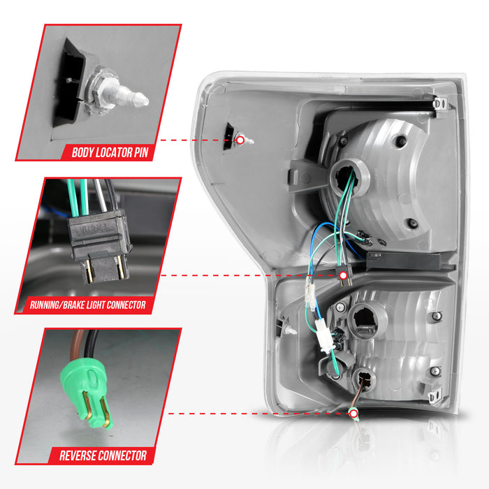 Anzo USA 311338 Tail Light Assembly; LED; Clear Lens; Chrome Housing; Pair; - Truck Part Superstore