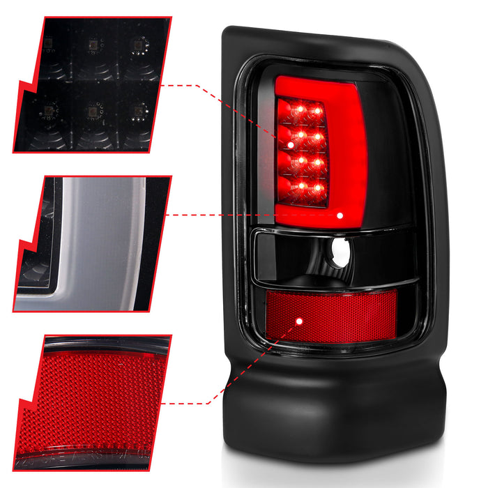 Anzo USA 311339 Tail Light Assembly; LED; Clear Lens; Black Housing; Pair; - Truck Part Superstore