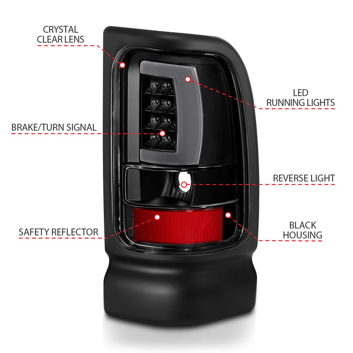 Anzo USA 311339 Tail Light Assembly; LED; Clear Lens; Black Housing; Pair; - Truck Part Superstore