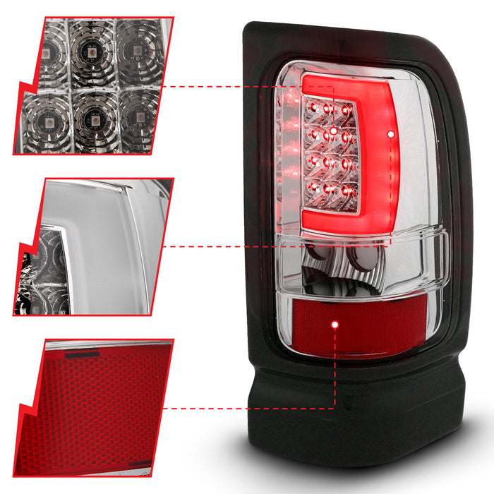 Anzo USA 311341 Tail Light Assembly; LED; Clear Lens; Chrome Housing; Pair; - Truck Part Superstore