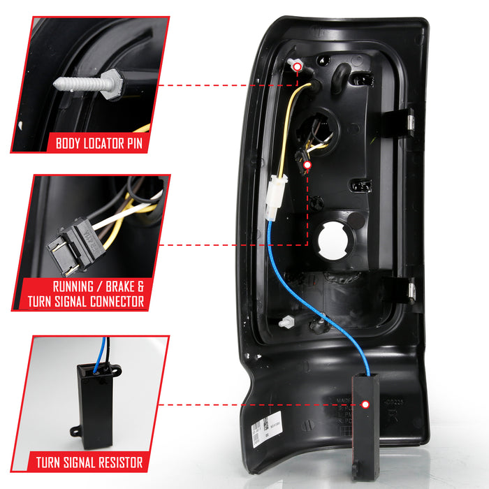 Anzo USA 311341 Tail Light Assembly; LED; Clear Lens; Chrome Housing; Pair; - Truck Part Superstore