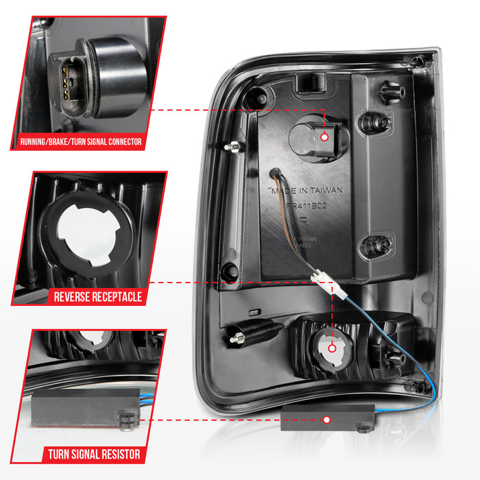 Anzo USA 311342 Tail Light Assembly; LED; Clear Lens; Black Housing; w/Light Bar; Pair; - Truck Part Superstore