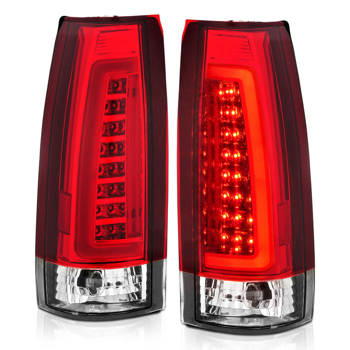 Anzo USA 311346 Tail Light Assembly; LED; Red/Clear Lens; Chrome Housing; Pair; - Truck Part Superstore
