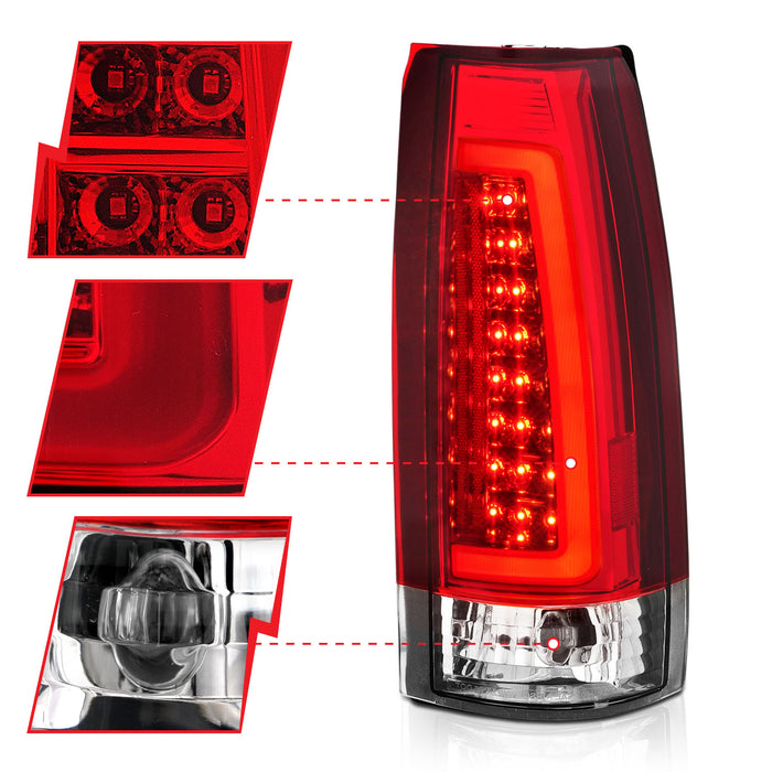 Anzo USA 311346 Tail Light Assembly; LED; Red/Clear Lens; Chrome Housing; Pair; - Truck Part Superstore