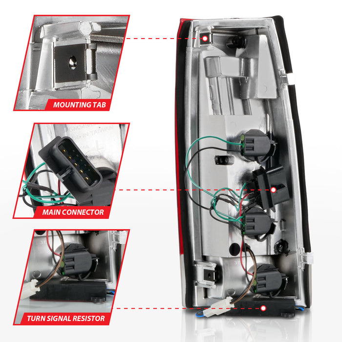 Anzo USA 311346 Tail Light Assembly; LED; Red/Clear Lens; Chrome Housing; Pair; - Truck Part Superstore