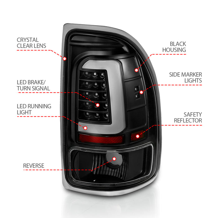 Anzo USA 311347 Tail Light Assembly; LED; Clear Lens; Black Housing; Pair; - Truck Part Superstore