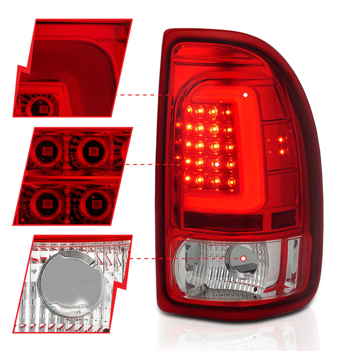 Anzo USA 311349 Tail Light Assembly; LED; Red Lens; Chrome Housing; Pair; - Truck Part Superstore