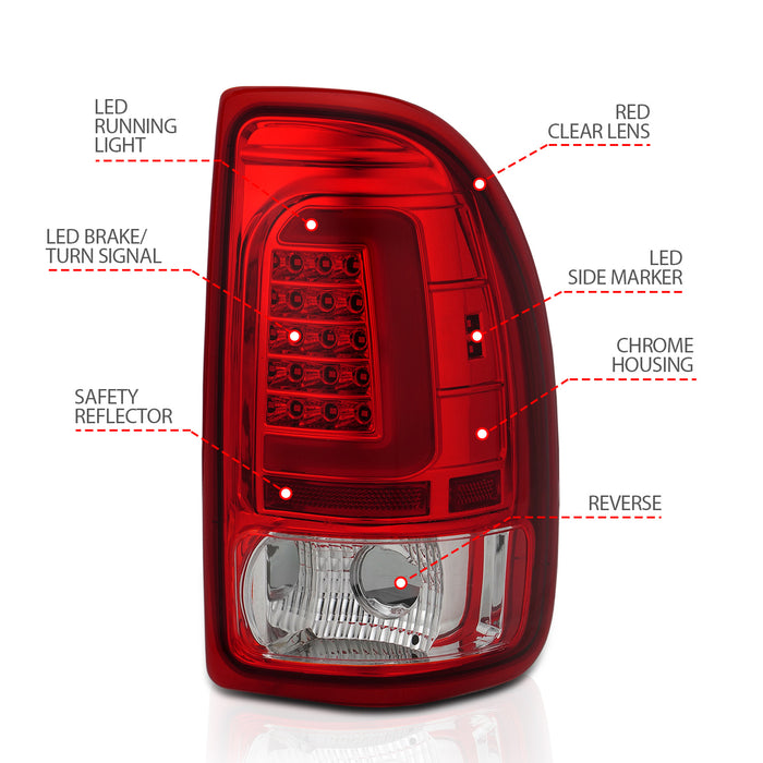 Anzo USA 311349 Tail Light Assembly; LED; Red Lens; Chrome Housing; Pair; - Truck Part Superstore