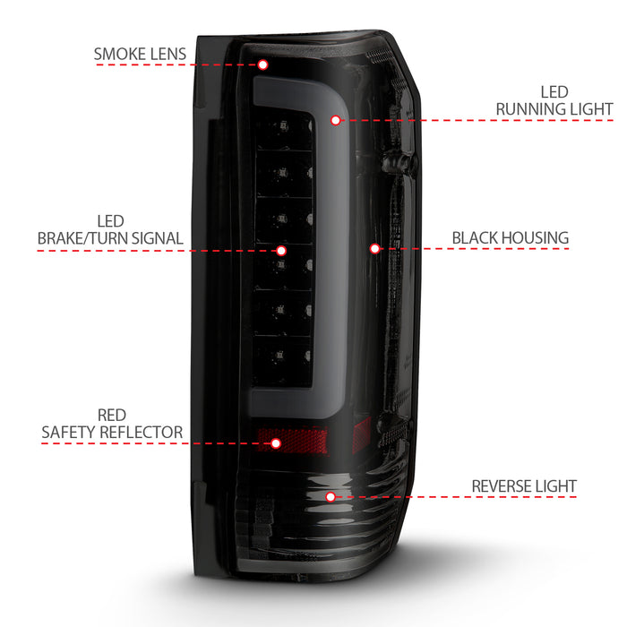 Anzo USA 311351 Tail Light Assembly; LED; Smoke Lens; Black Housing; Pair; - Truck Part Superstore