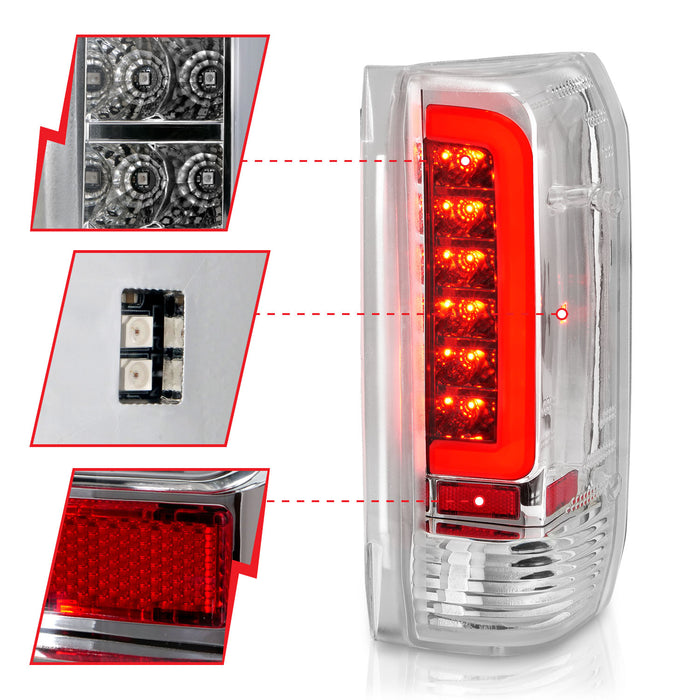 Anzo USA 311352 Tail Light Assembly; LED; Clear Lens; Chrome Housing; Pair; - Truck Part Superstore