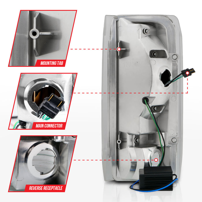 Anzo USA 311352 Tail Light Assembly; LED; Clear Lens; Chrome Housing; Pair; - Truck Part Superstore