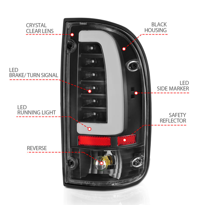 Anzo USA 311353 Tail Light Assembly; LED; Clear Lens; Black Housing; Pair; - Truck Part Superstore