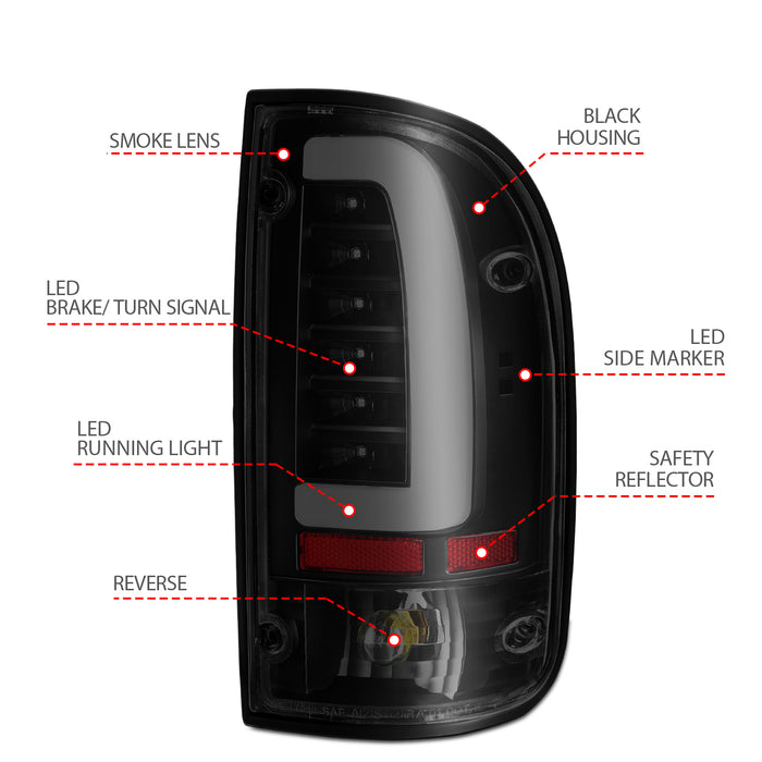 Anzo USA 311354 Tail Light Assembly; LED; Smoke Lens; Black Housing; Pair; - Truck Part Superstore