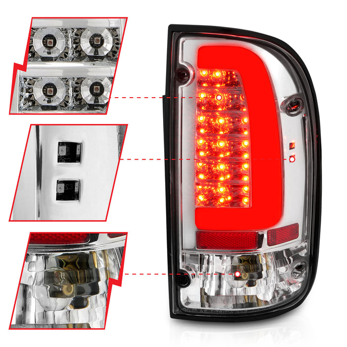 Anzo USA 311355 Tail Light Assembly; LED; Clear Lens; Chrome Housing; Pair; - Truck Part Superstore