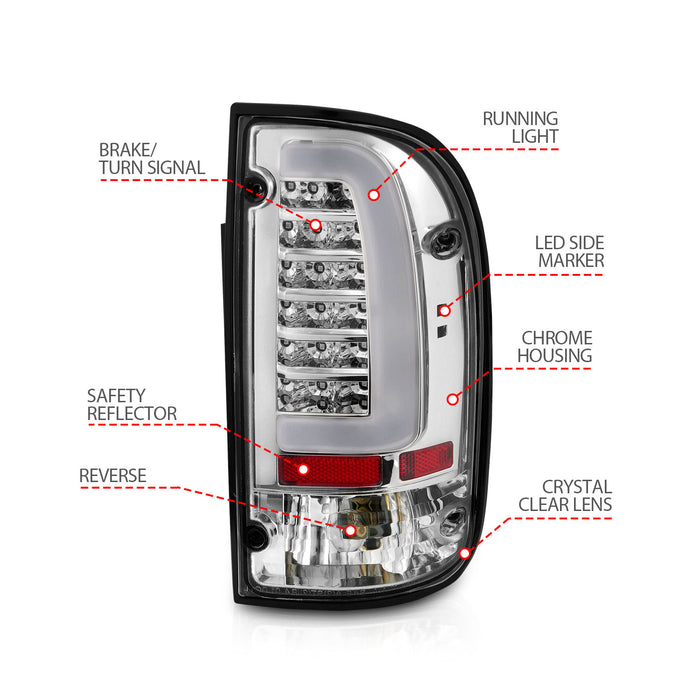 Anzo USA 311355 Tail Light Assembly; LED; Clear Lens; Chrome Housing; Pair; - Truck Part Superstore