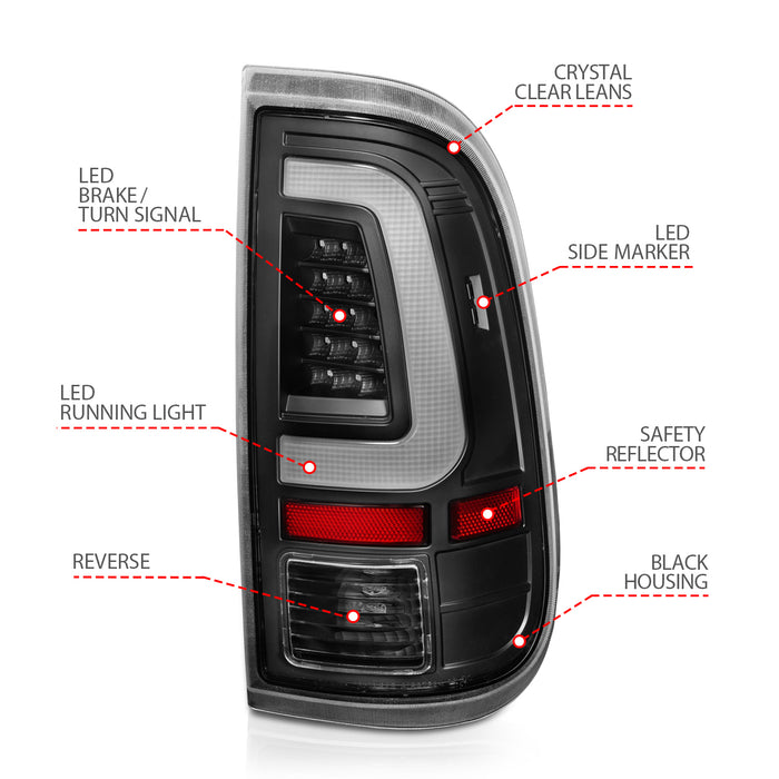 Anzo USA 311356 Tail Light Assembly; LED; Clear Lens; Black Housing; Pair; - Truck Part Superstore