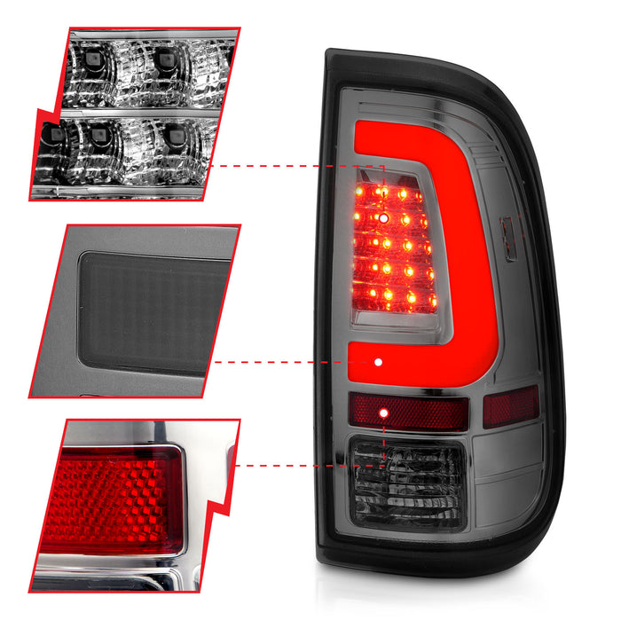 Anzo USA 311357 Tail Light Assembly; LED; Smoke Lens; Chrome Housing; Pair; - Truck Part Superstore