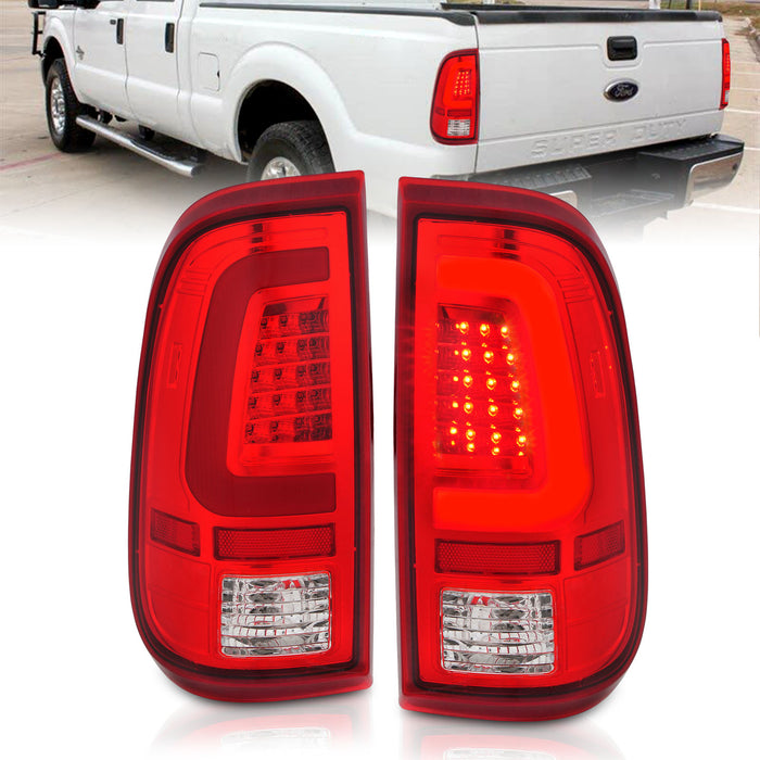 Anzo USA 311358 Tail Light Assembly; LED; Red/Clear Lens; Chrome Housing; Pair; - Truck Part Superstore