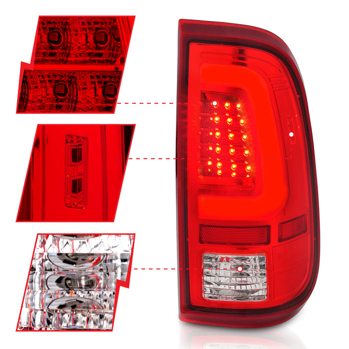 Anzo USA 311358 Tail Light Assembly; LED; Red/Clear Lens; Chrome Housing; Pair; - Truck Part Superstore
