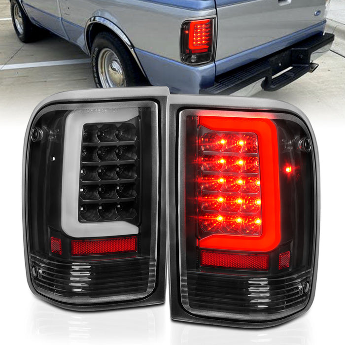 Anzo USA 311359 Tail Light Assembly; LED; Clear Lens; Black Housing; w/Light Bar; Pair; - Truck Part Superstore