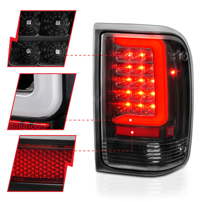 Anzo USA 311359 Tail Light Assembly; LED; Clear Lens; Black Housing; w/Light Bar; Pair; - Truck Part Superstore