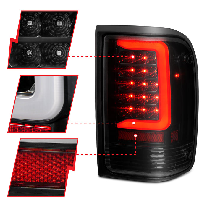 Anzo USA 311360 Tail Light Assembly; LED; Smoke Lens; Black Housing; w/Light Bar; Pair; - Truck Part Superstore