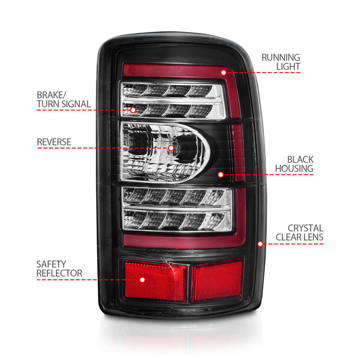 Anzo USA 311362 Tail Light Assembly; LED; Clear Lens; Black Housing; Pair; - Truck Part Superstore