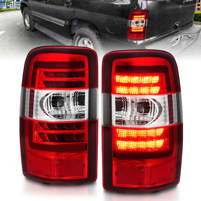 Anzo USA 311364 Tail Light Assembly; LED; Red Lens; Chrome Housing; Pair; - Truck Part Superstore