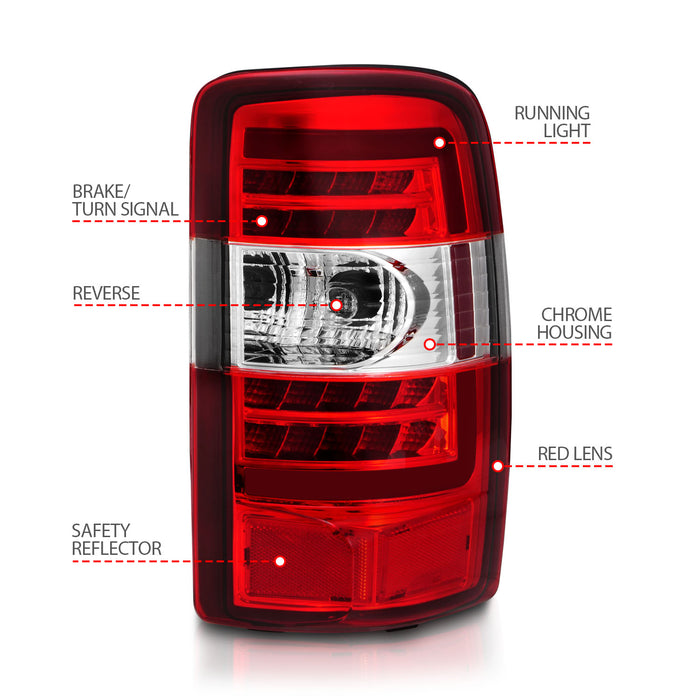 Anzo USA 311364 Tail Light Assembly; LED; Red Lens; Chrome Housing; Pair; - Truck Part Superstore