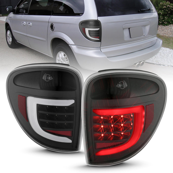 Anzo USA 311365 Tail Light Assembly; LED; Clear Lens; Black Housing; w/Light Bar; Pair; - Truck Part Superstore