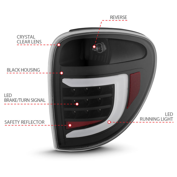Anzo USA 311365 Tail Light Assembly; LED; Clear Lens; Black Housing; w/Light Bar; Pair; - Truck Part Superstore