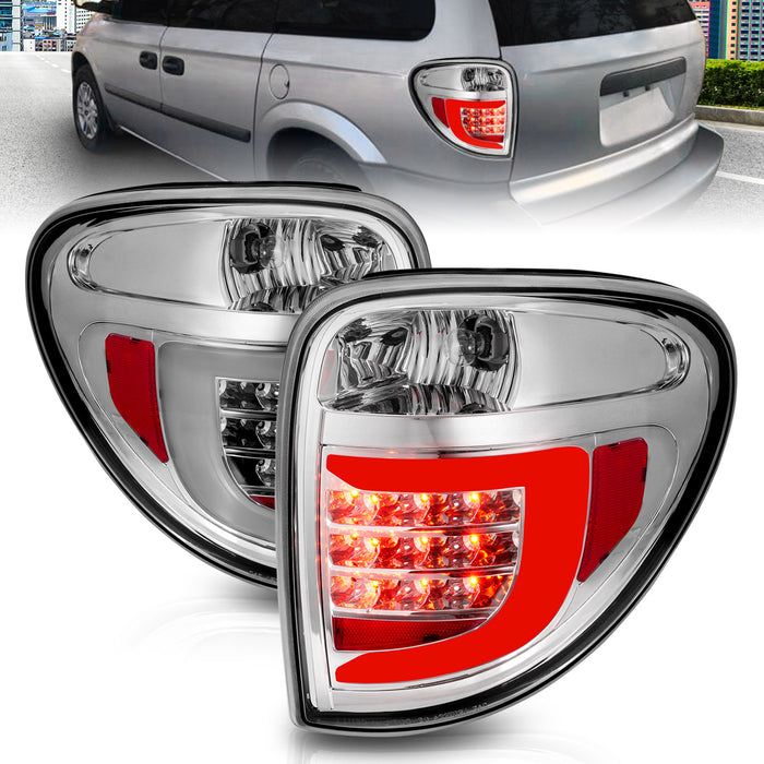 Anzo USA 311367 Tail Light Assembly; LED; Clear Lens; Chrome Housing; w/Light Bar; Pair; - Truck Part Superstore