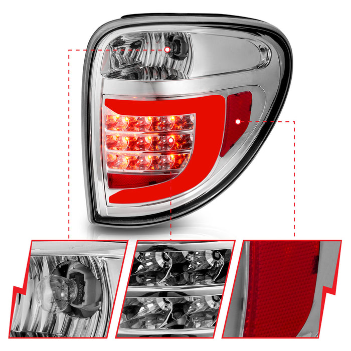 Anzo USA 311367 Tail Light Assembly; LED; Clear Lens; Chrome Housing; w/Light Bar; Pair; - Truck Part Superstore