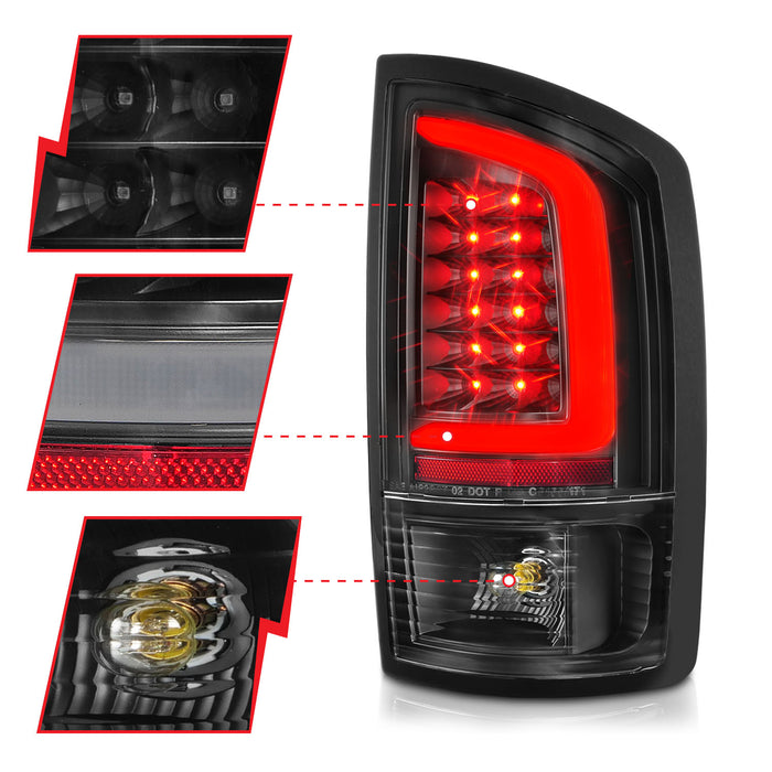 Anzo USA 311368 Tail Light Assembly; LED; Clear Lens; Black Housing; w/Light Bar; Pair; - Truck Part Superstore