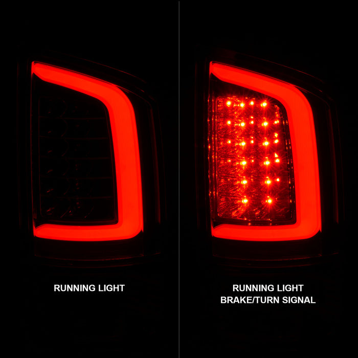 Anzo USA 311370 Tail Light Assembly; LED; Red/Clear Lens; Black Housing; w/Light Bar; Pair; - Truck Part Superstore