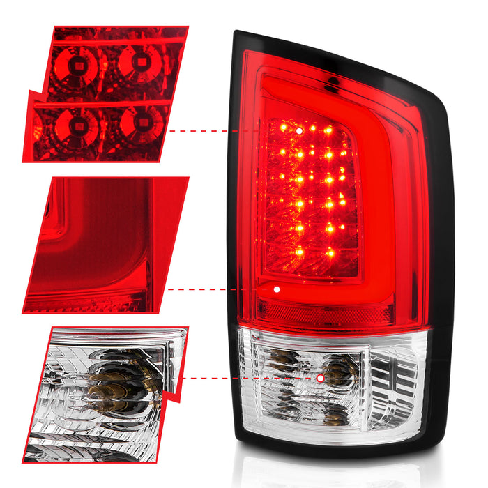 Anzo USA 311370 Tail Light Assembly; LED; Red/Clear Lens; Black Housing; w/Light Bar; Pair; - Truck Part Superstore