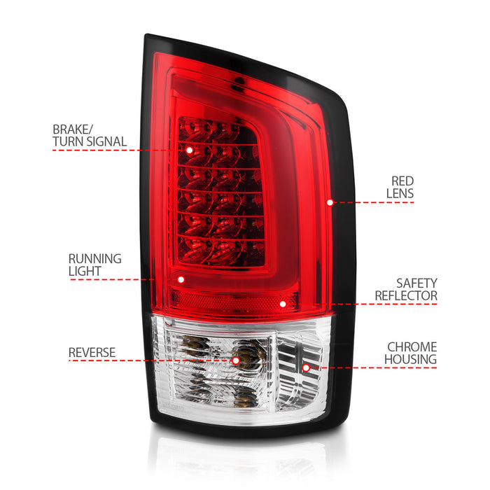 Anzo USA 311370 Tail Light Assembly; LED; Red/Clear Lens; Black Housing; w/Light Bar; Pair; - Truck Part Superstore
