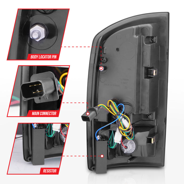Anzo USA 311370 Tail Light Assembly; LED; Red/Clear Lens; Black Housing; w/Light Bar; Pair; - Truck Part Superstore
