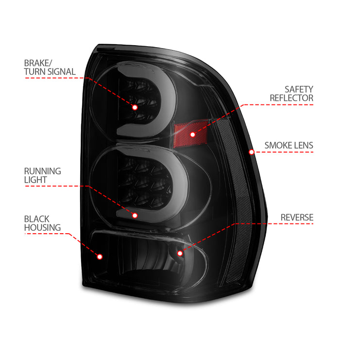 Anzo USA 311372 Tail Light Assembly; LED; Smoke Lens; Black Housing; w/Light Bar; Pair; - Truck Part Superstore