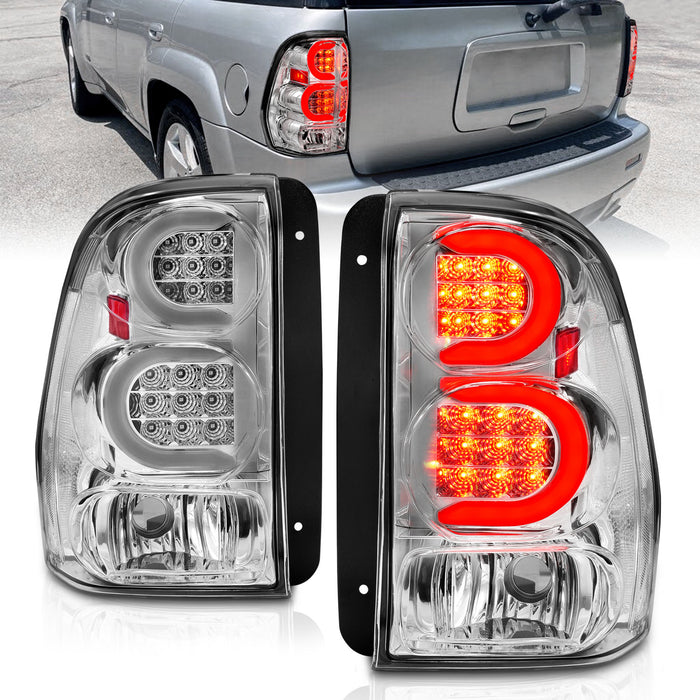 Anzo USA 311373 Tail Light Assembly; LED; Clear Lens; Chrome Housing; w/Light Bar; Pair; - Truck Part Superstore