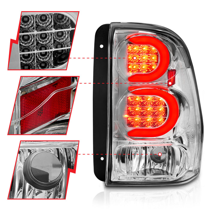 Anzo USA 311373 Tail Light Assembly; LED; Clear Lens; Chrome Housing; w/Light Bar; Pair; - Truck Part Superstore