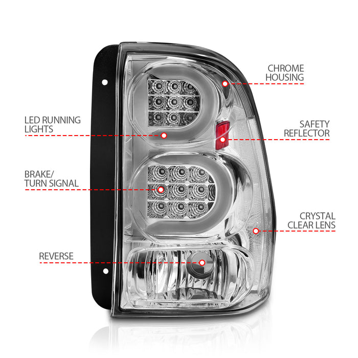 Anzo USA 311373 Tail Light Assembly; LED; Clear Lens; Chrome Housing; w/Light Bar; Pair; - Truck Part Superstore