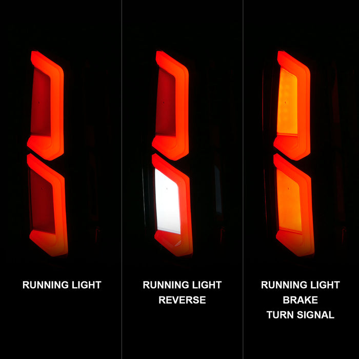 Anzo USA 311374 Tail Light Assembly; LED; Clear Lens; Black Housing; w/Light Bar; Pair; - Truck Part Superstore