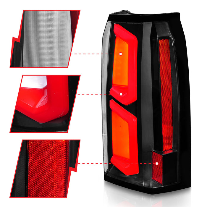 Anzo USA 311374 Tail Light Assembly; LED; Clear Lens; Black Housing; w/Light Bar; Pair; - Truck Part Superstore