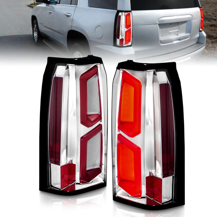 Anzo USA 311376 Tail Light Assembly; LED; Clear Lens; Chrome Housing; w/Light Bar; Pair; - Truck Part Superstore
