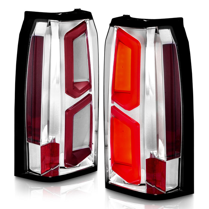 Anzo USA 311376 Tail Light Assembly; LED; Clear Lens; Chrome Housing; w/Light Bar; Pair; - Truck Part Superstore